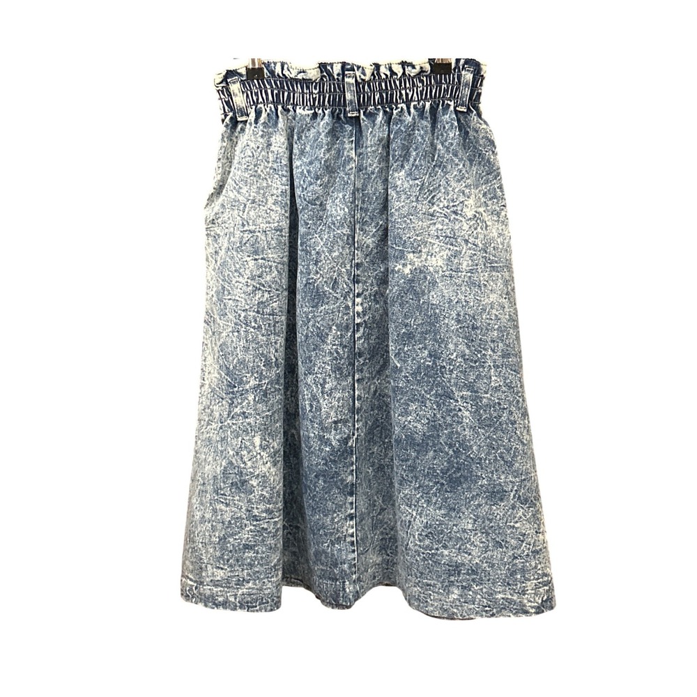 80s Vivaldi Denim Skirt Acid Wash Paperbag High Waist Retro Indie Sleaze Cowgirl - Picture 3 of 4